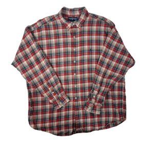 Ralph Lauren Blake Plaid Button Down Long Sleeve Shirt Red White XXL Men